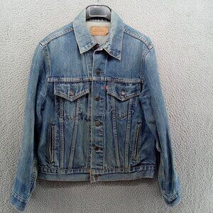 Vtg Levis Jacket Mens Size 40 Blue‎ Distressed 70506-0216 Trucker 90s